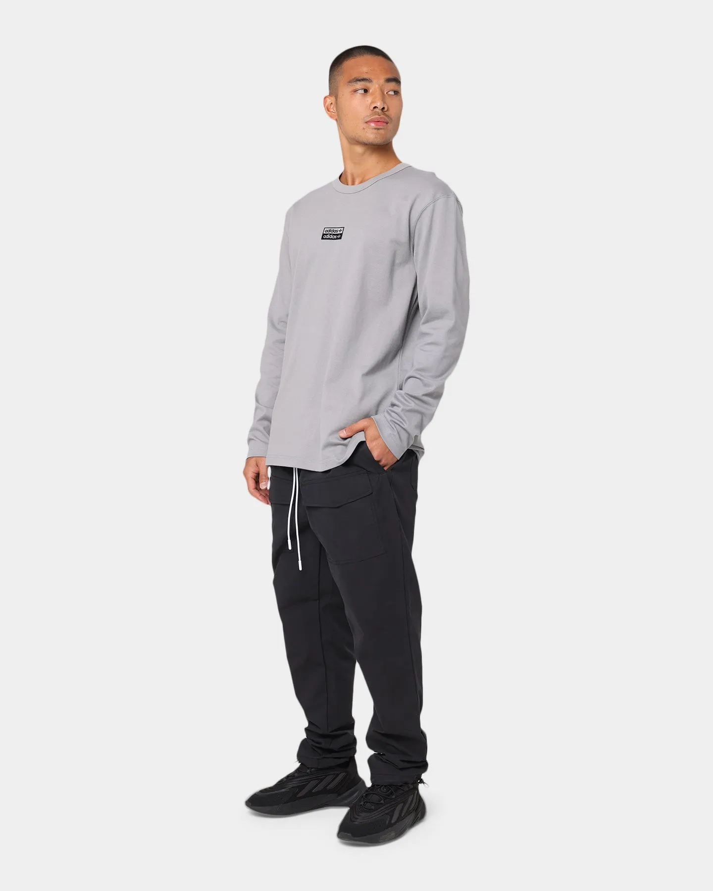 Adidas Heavy Duty Long Sleeve T-Shirt Charcoal Solid Grey