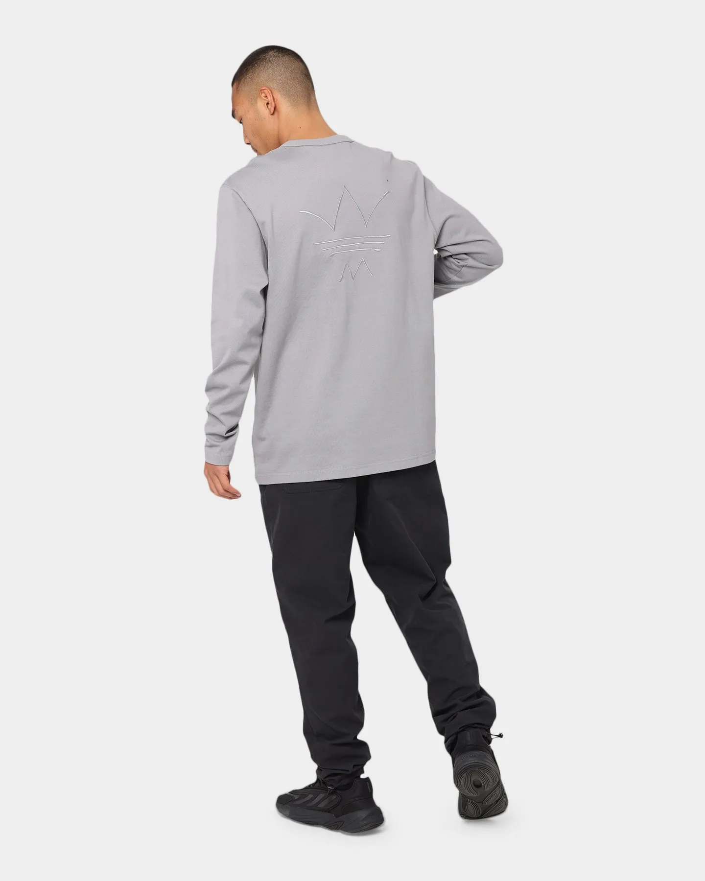 Adidas Heavy Duty Long Sleeve T-Shirt Charcoal Solid Grey