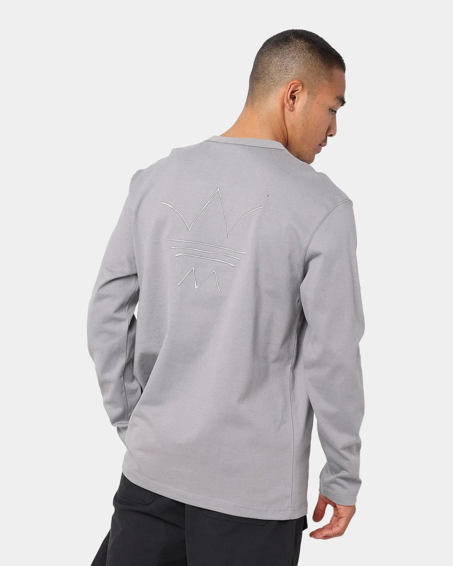 Adidas Heavy Duty Long Sleeve T-Shirt Charcoal Solid Grey
