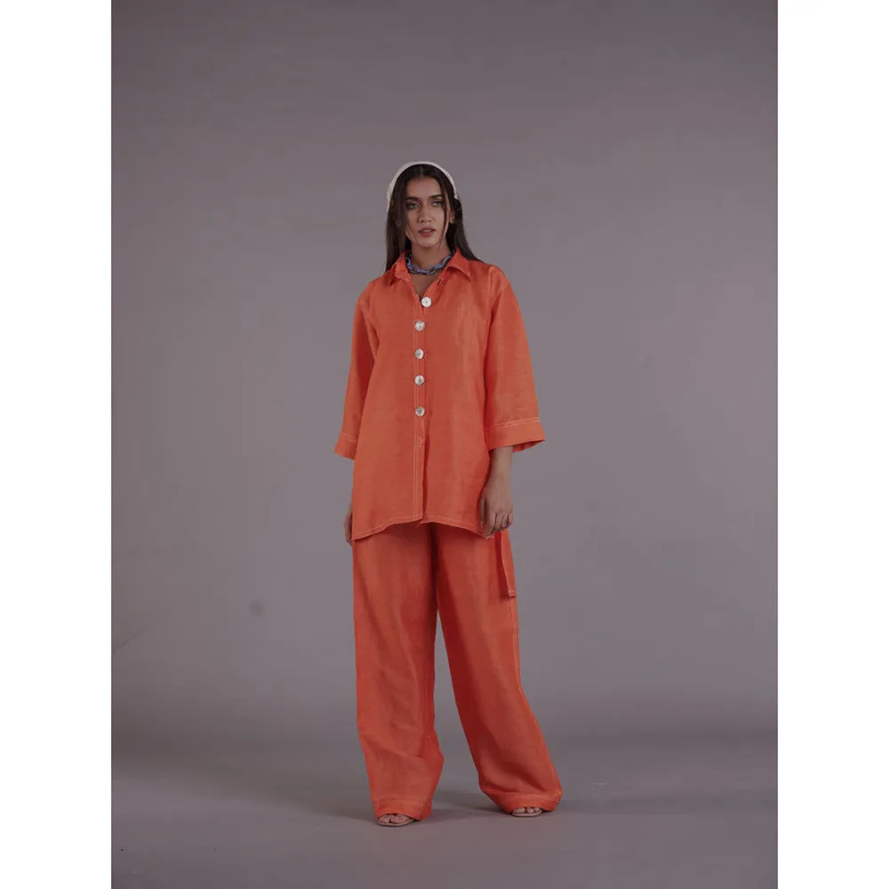 AFFROZ Asal Orange Shirt and Pant (Set of 2)