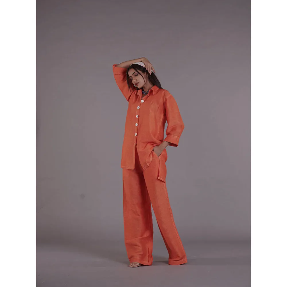 AFFROZ Asal Orange Shirt and Pant (Set of 2)