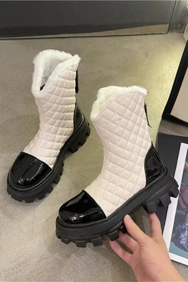 Black And White Gothic Waterproof Latex Boots