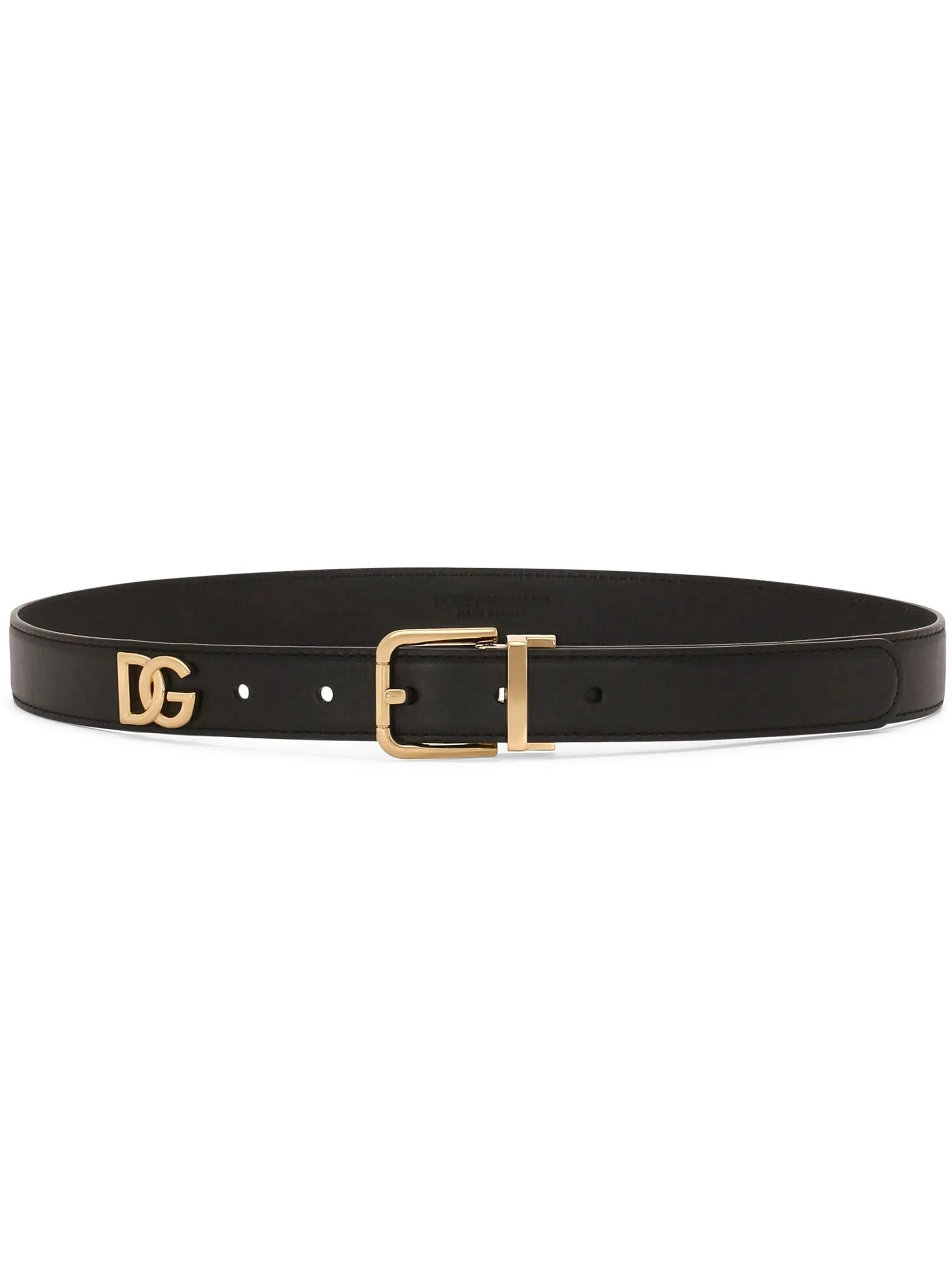 Black Leather Logo Plaque Belt