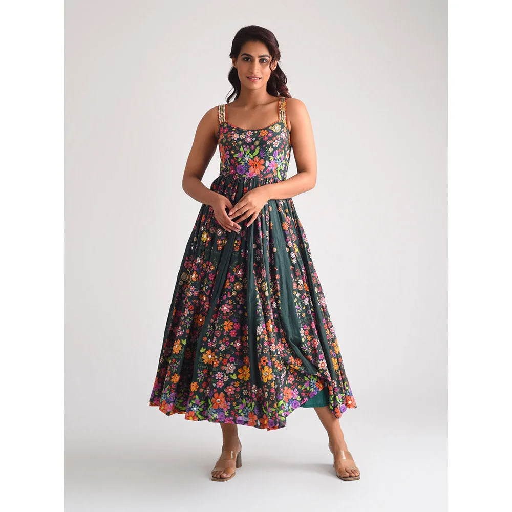 Blushing Couture by Shafali Strappy Green Cotton Dress