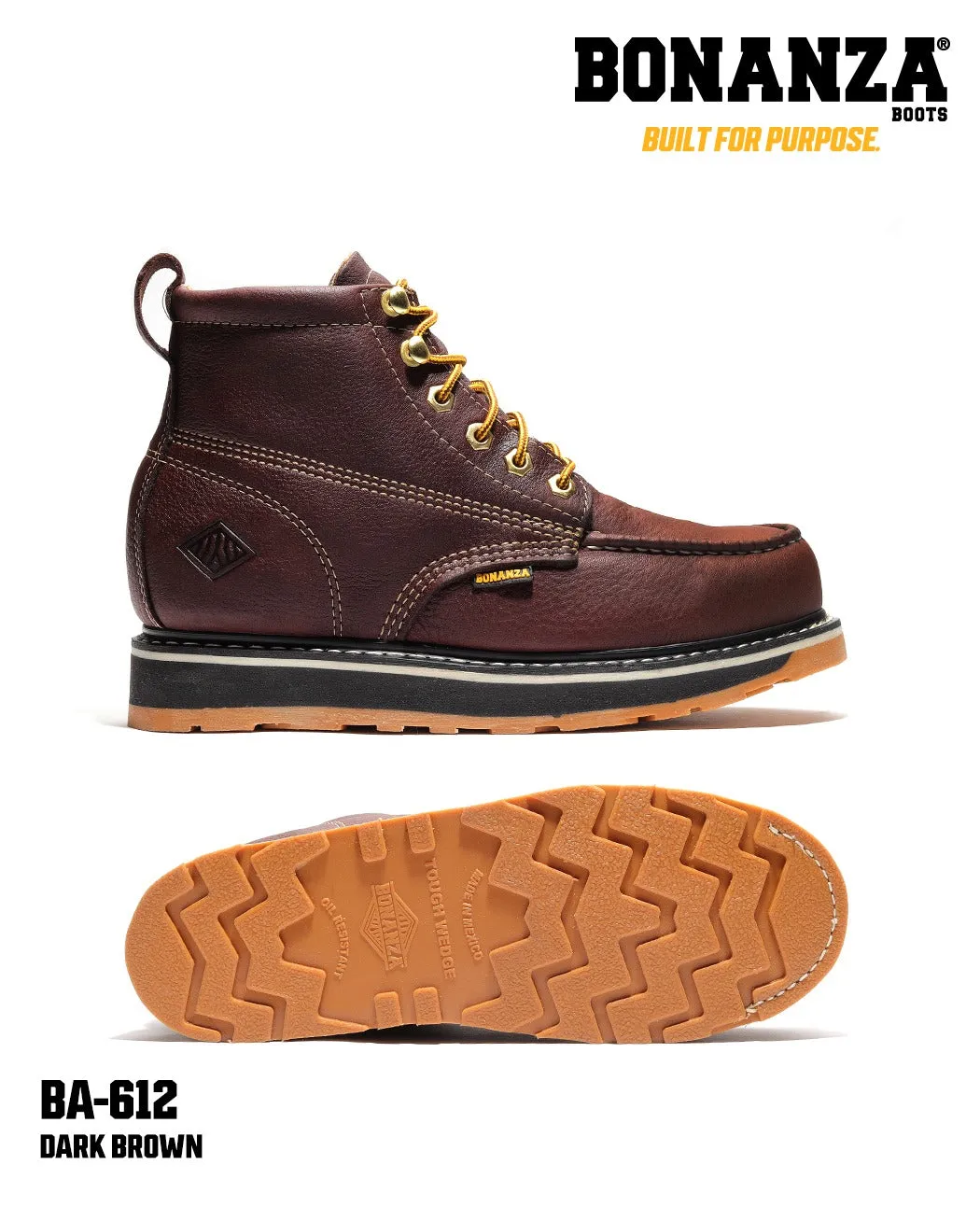 Bonanza Boots | FRONTIER 6" Moc Toe Dual Density Wedge Work Boot | BA-612