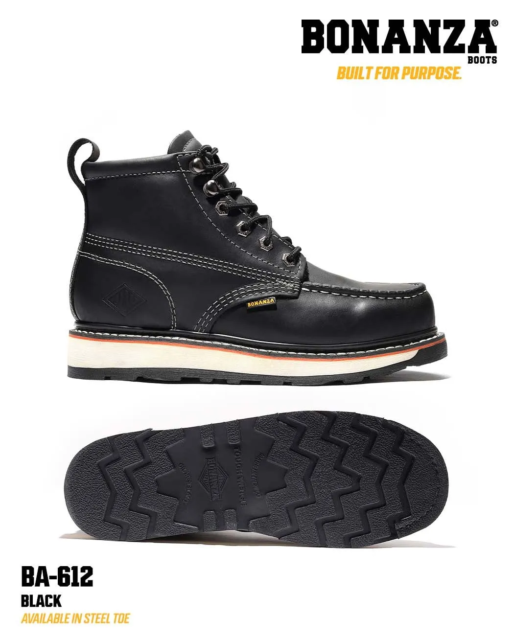Bonanza Boots | FRONTIER 6" Moc Toe Dual Density Wedge Work Boot | BA-612