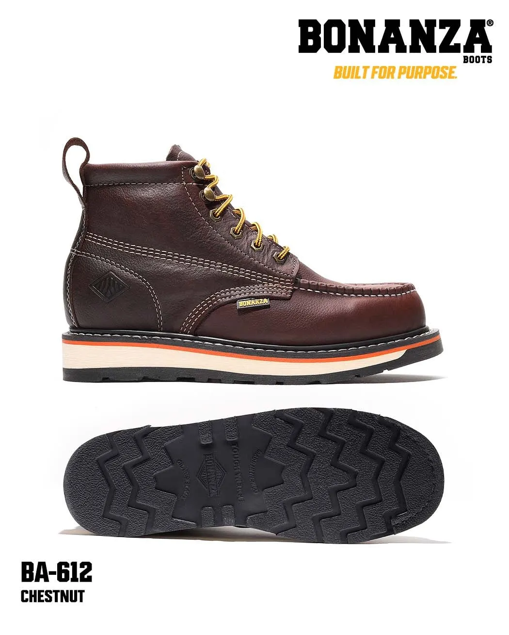Bonanza Boots | FRONTIER 6" Moc Toe Dual Density Wedge Work Boot | BA-612