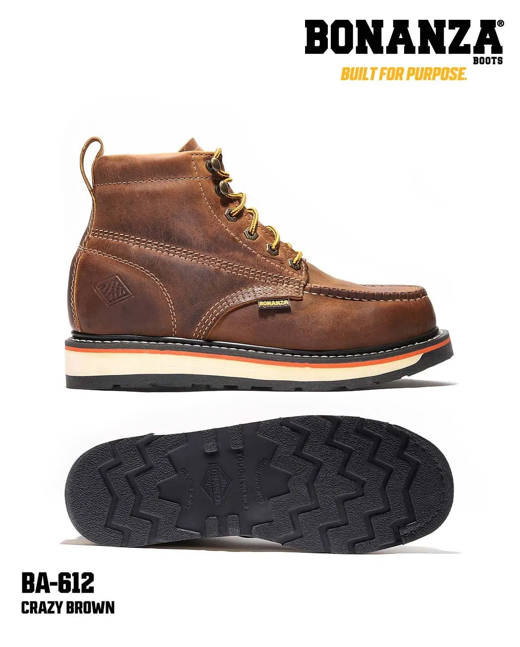 Bonanza Boots | FRONTIER 6" Moc Toe Dual Density Wedge Work Boot | BA-612