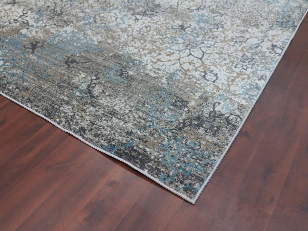 Cambridge Transitional Aqua Blue Power-Loomed Rug 2'x3'3"