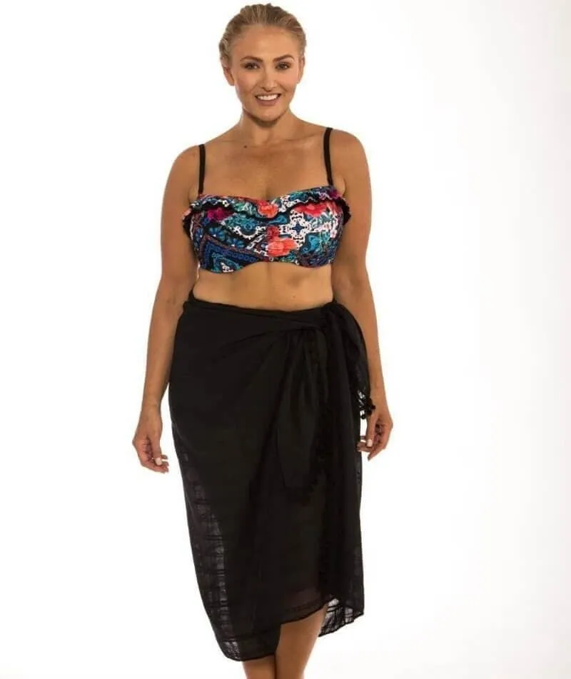 Capriosca Beach Cover Up Sarong - Black