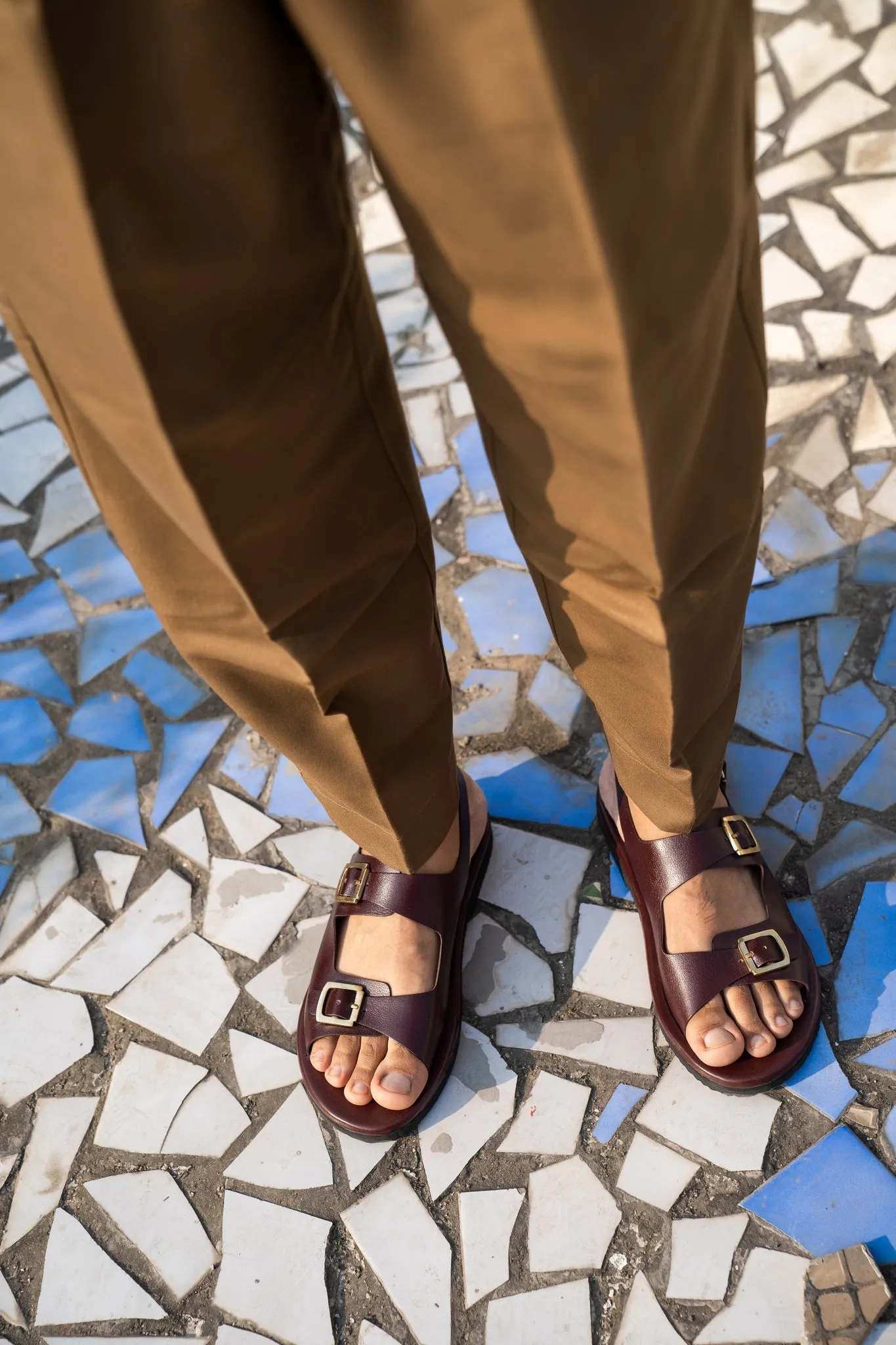 Classic Two Strap Leather Sandals for Men