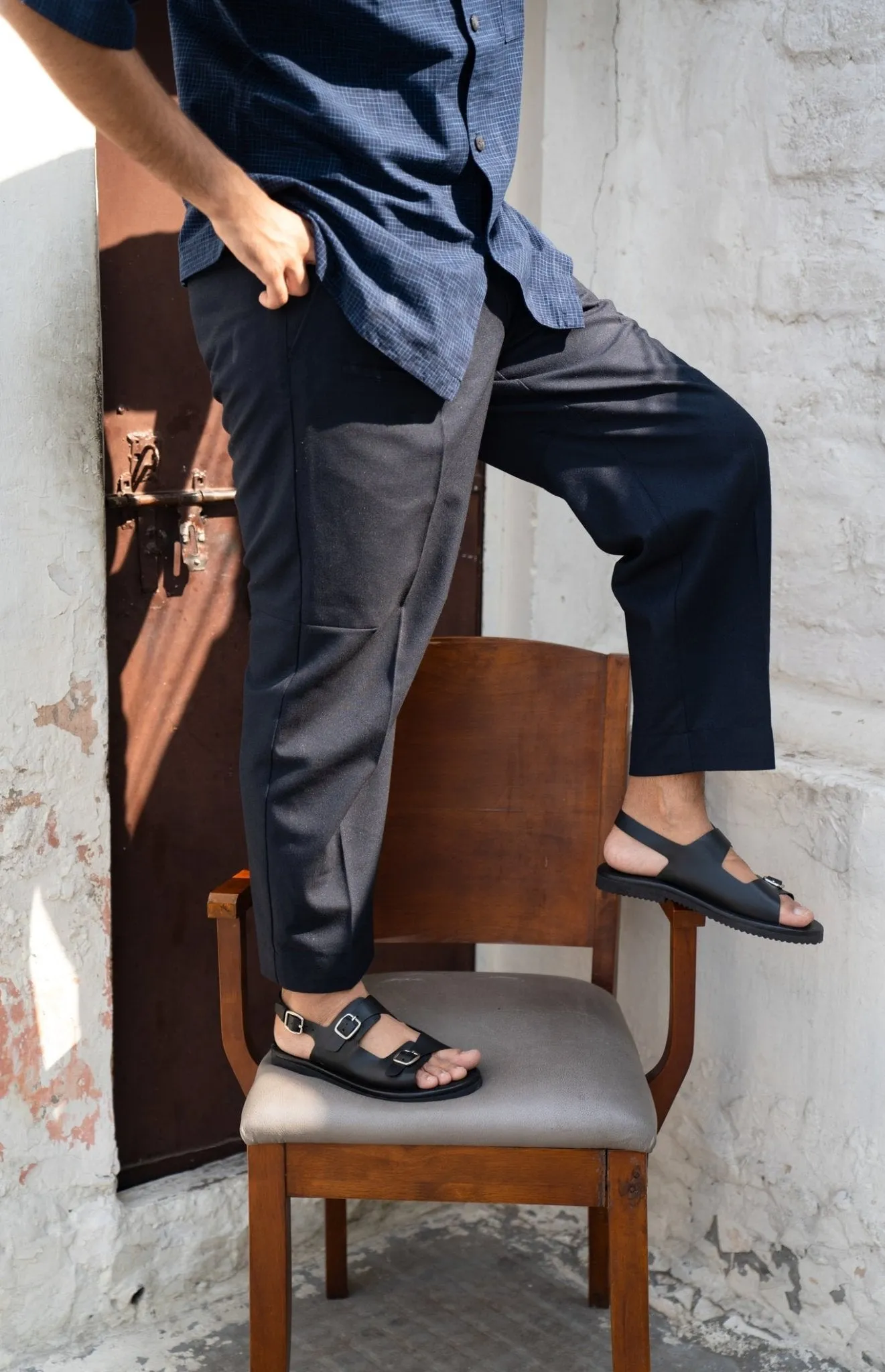 Classic Two Strap Leather Sandals for Men
