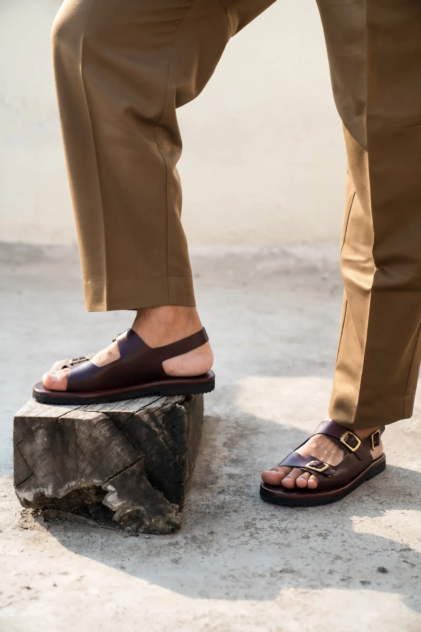 Classic Two Strap Leather Sandals for Men