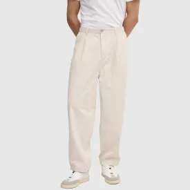 Cropped Pleat Pants - Light Grey