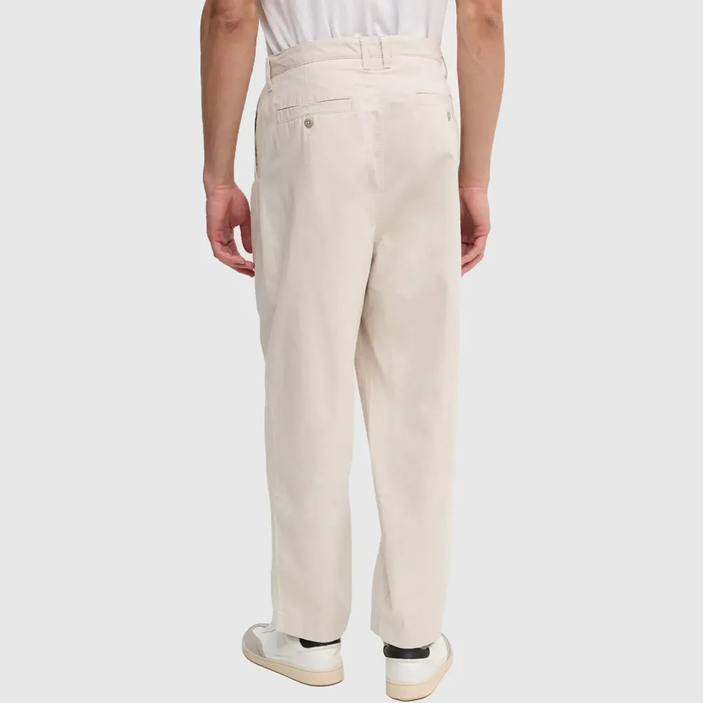 Cropped Pleat Pants - Light Grey