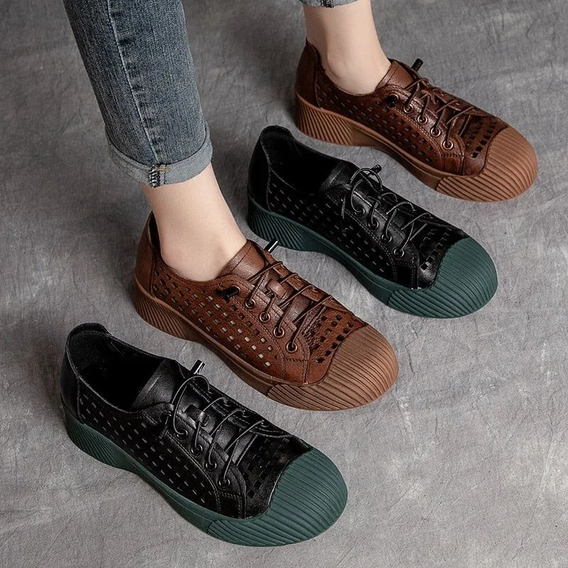 Fashion Breathable Leather Sneakers Women Casual Shoes FGCS03