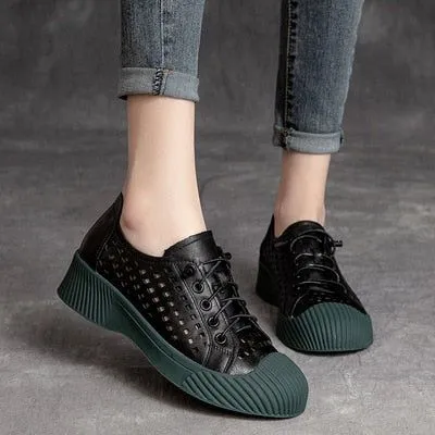 Fashion Breathable Leather Sneakers Women Casual Shoes FGCS03