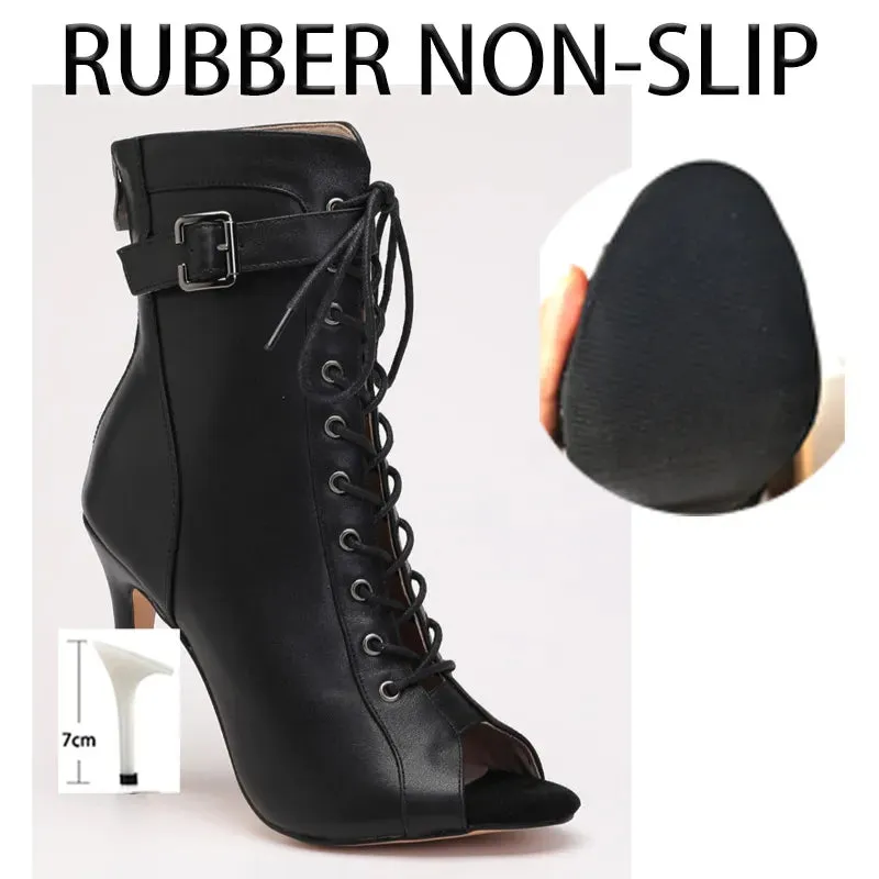 Funki Buys | Boots | Women's High Heel Lace Up Dance Shoes