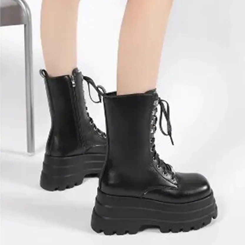 Funki Buys | Boots | Women's Punk Chain Zipper Platform Boots