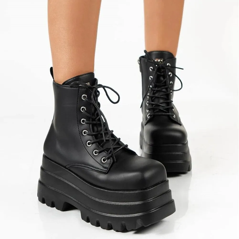 Funki Buys | Boots | Women's Punk Chain Zipper Platform Boots