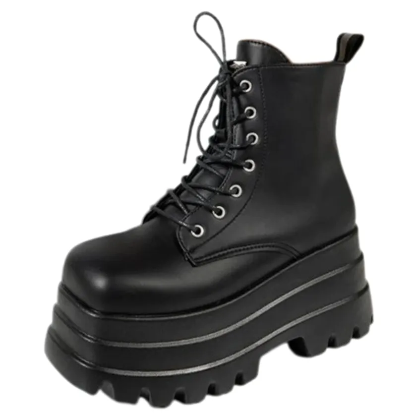 Funki Buys | Boots | Women's Punk Chain Zipper Platform Boots