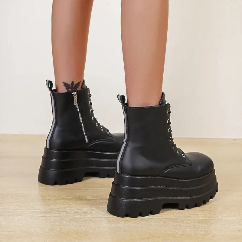 Funki Buys | Boots | Women's Punk Chain Zipper Platform Boots