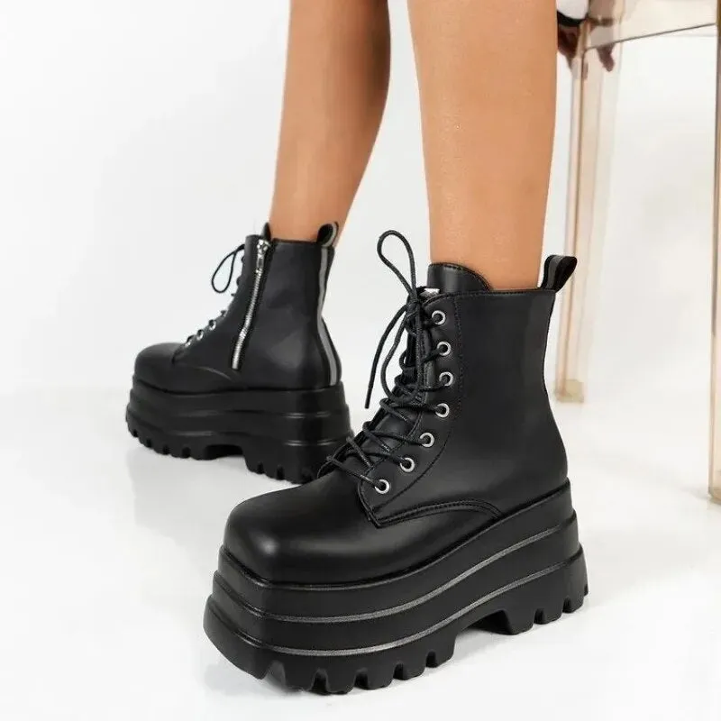 Funki Buys | Boots | Women's Punk Chain Zipper Platform Boots