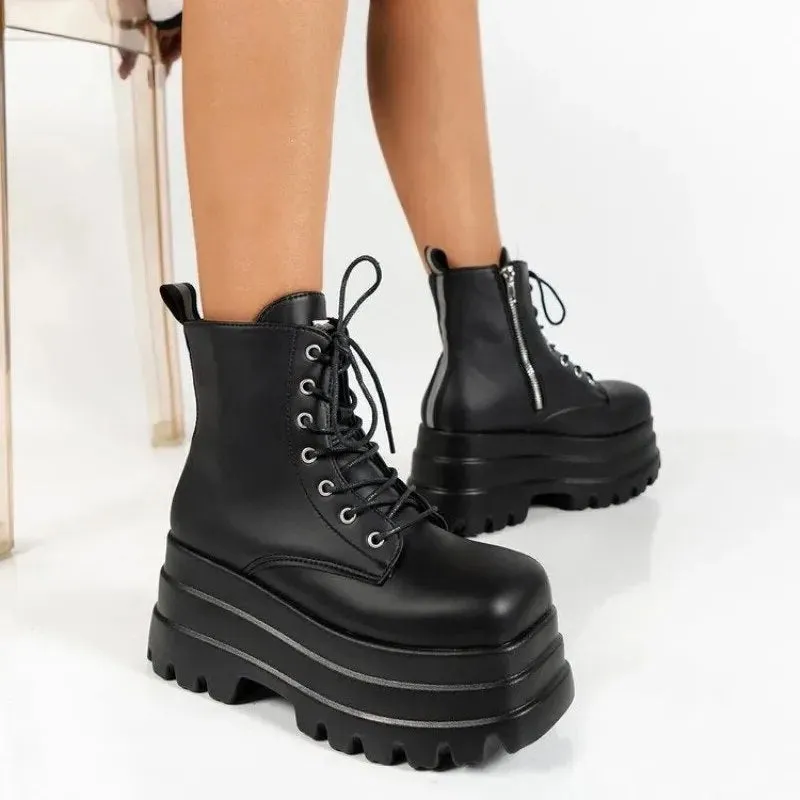 Funki Buys | Boots | Women's Punk Chain Zipper Platform Boots