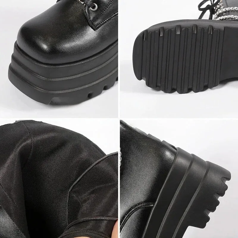Funki Buys | Boots | Women's Punk Chain Zipper Platform Boots