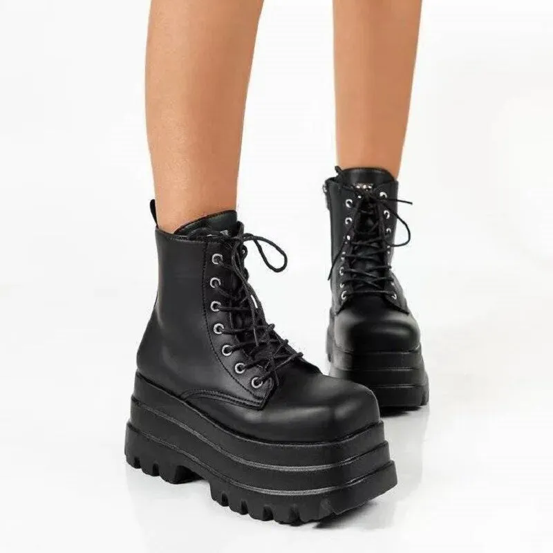 Funki Buys | Boots | Women's Punk Chain Zipper Platform Boots