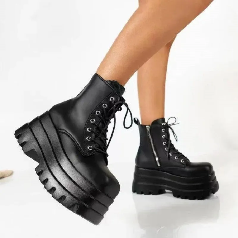 Funki Buys | Boots | Women's Punk Chain Zipper Platform Boots