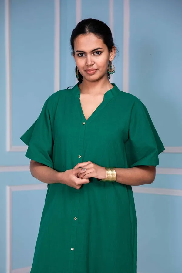 Gorgeous Green Kaftan  Shirt Dress