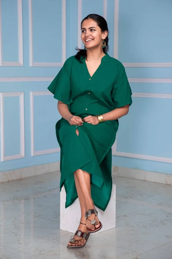 Gorgeous Green Kaftan  Shirt Dress