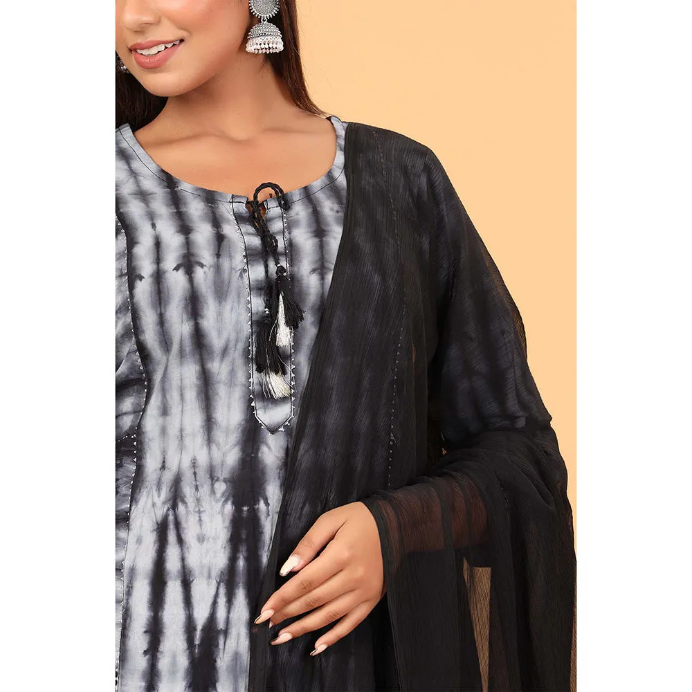 KAAJH Black Cotton Tie Dye Suit (Set of 3)