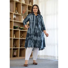 KAAJH Blue Tie Dye Printed Plus Size Cotton Kurta