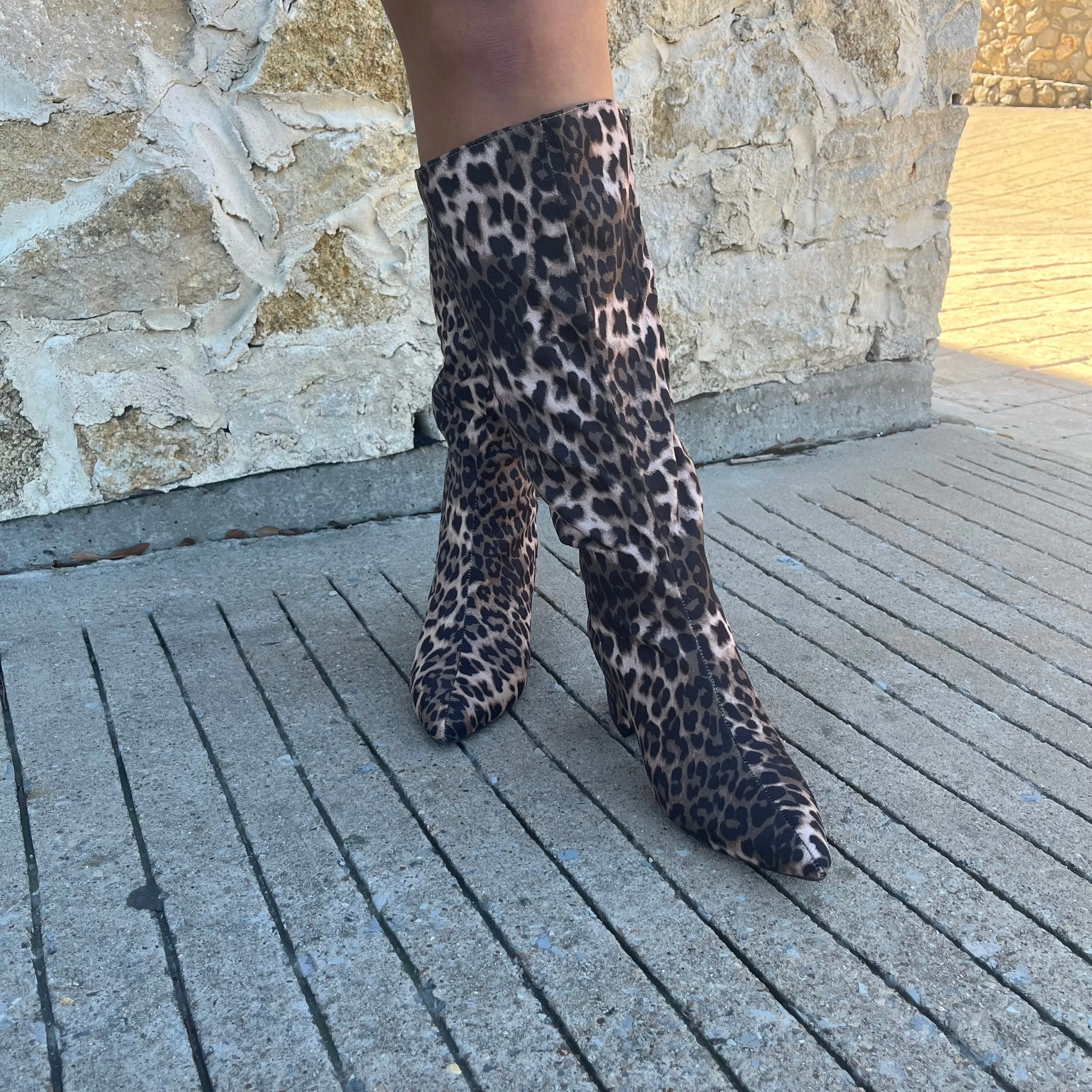 Luxe in Leopard Pointed Toe Knee High Boots