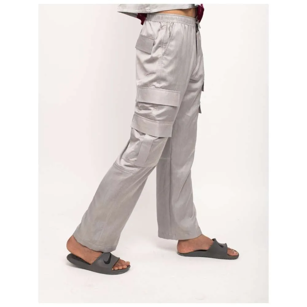 NEORA BY NEHAL CHOPRA Grey Solid Cargos