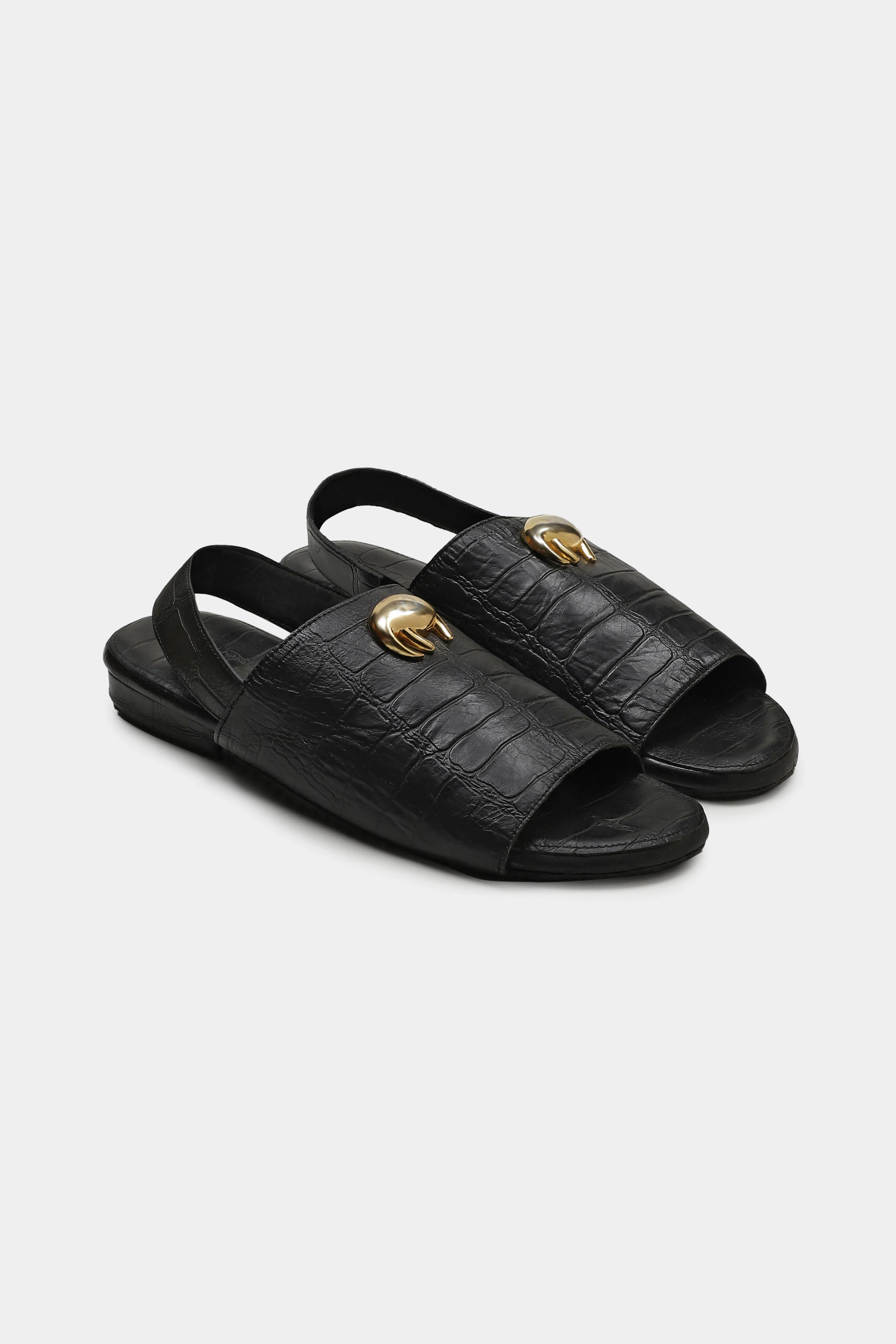 Noir Saf Leather Slingback Mules