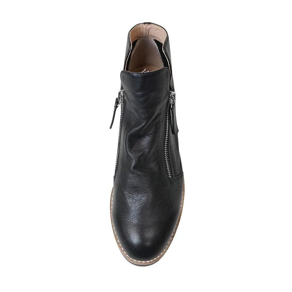 Ohmy Black/ Black Leather Ankle Boots