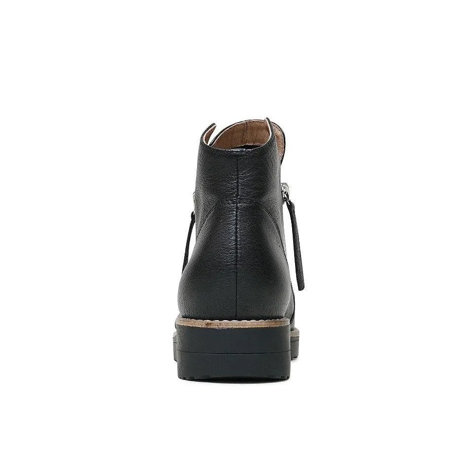 Ohmy Black/ Black Leather Ankle Boots