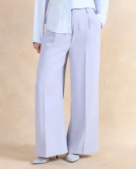 Rareism Women Erica Grey Button Closure Wide Fit Ankle Length Plain Trouser