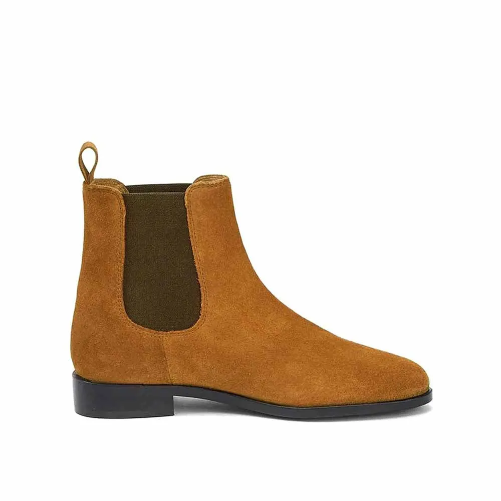 Saint G Solid Tan Leather Ankle Boots