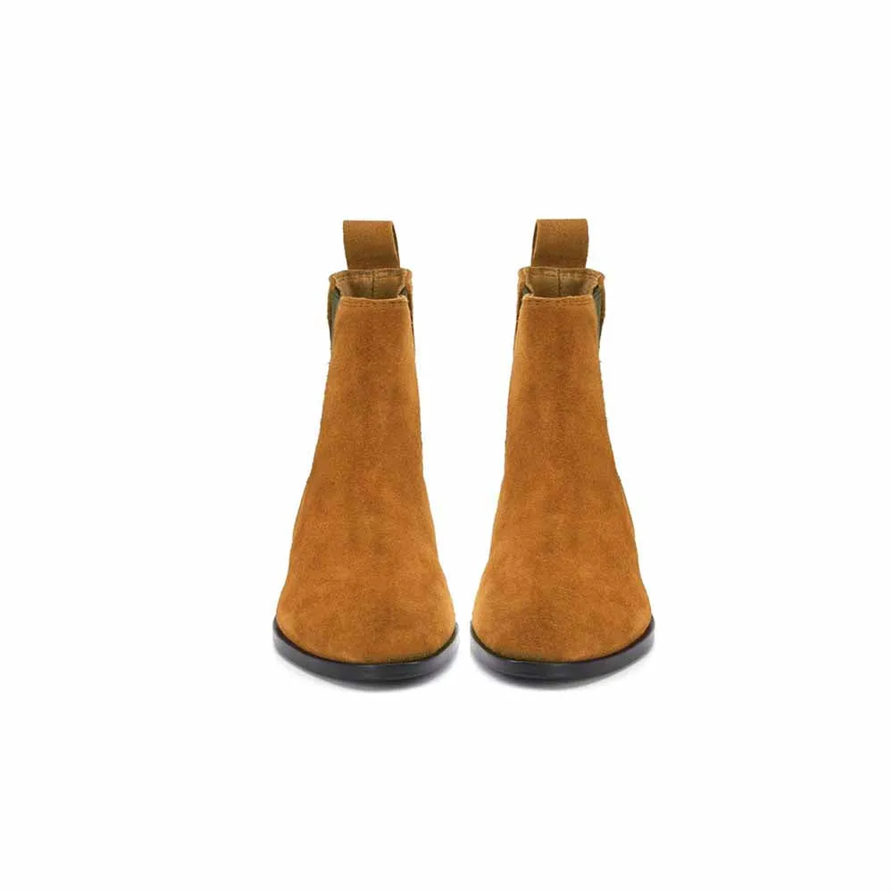 Saint G Solid Tan Leather Ankle Boots