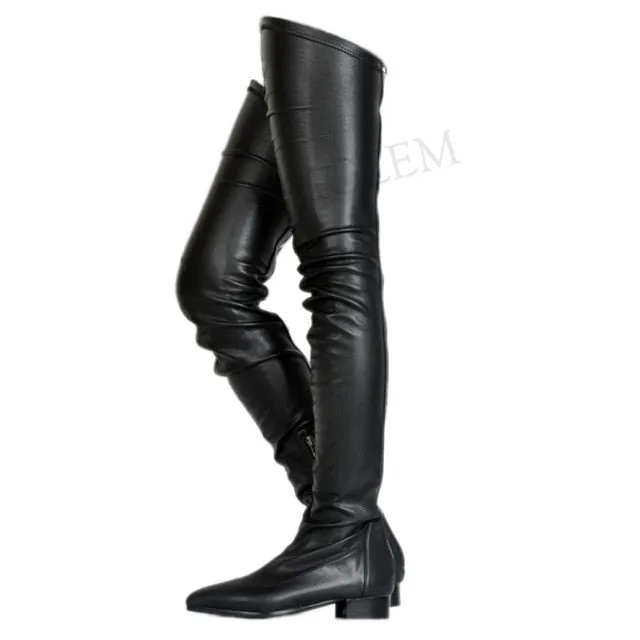 Spring Summer Women Boots Thigh High Boots Low Heels