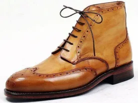 Stylish Handmade leather Men's Ankle High boots,Custom leather Jodhpur boots for men