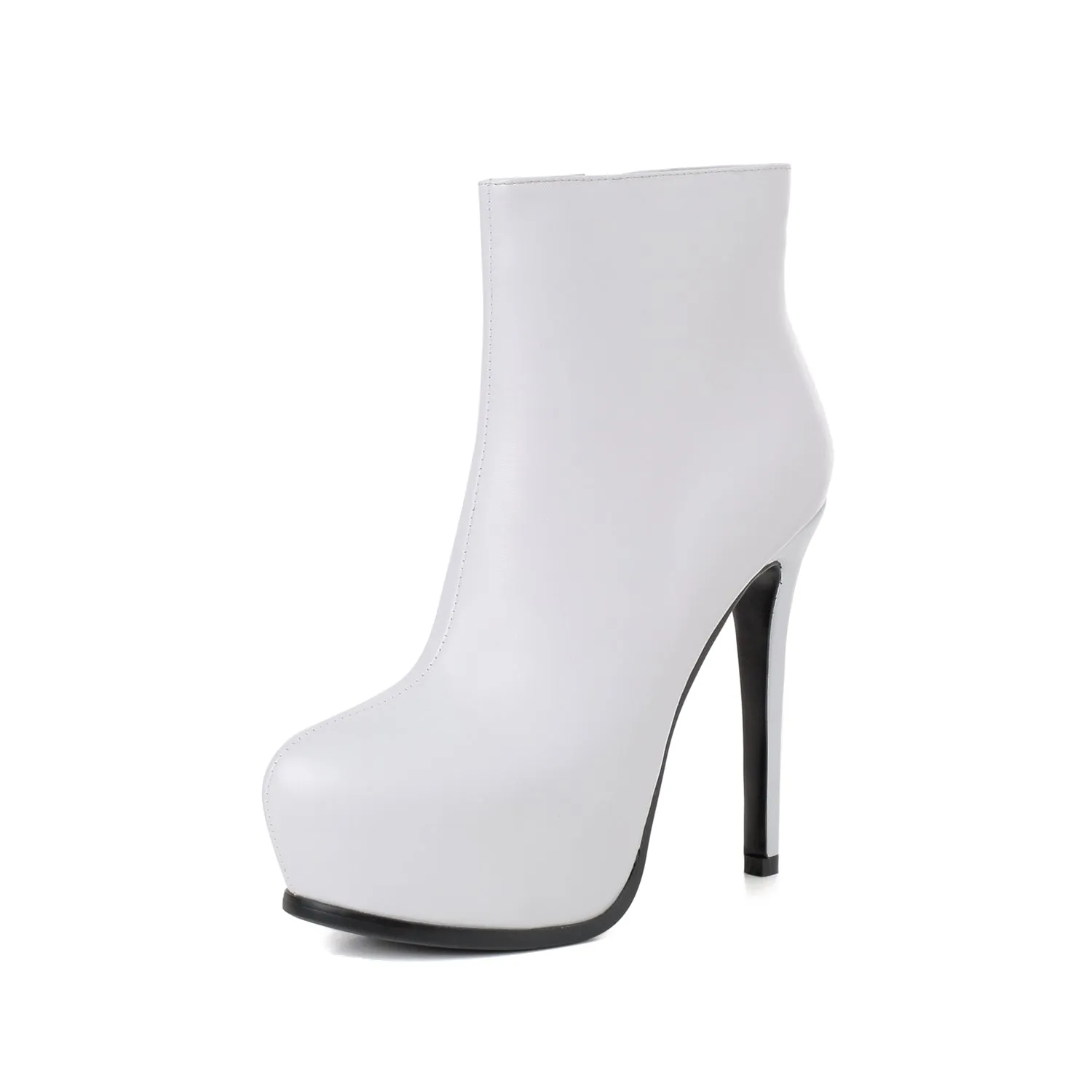 TinaCus Women's Genuine Leather Clear Pointed Toe Handmade Side Zip Up Sexy High Stiletto Heel Ankle Booties with Platform