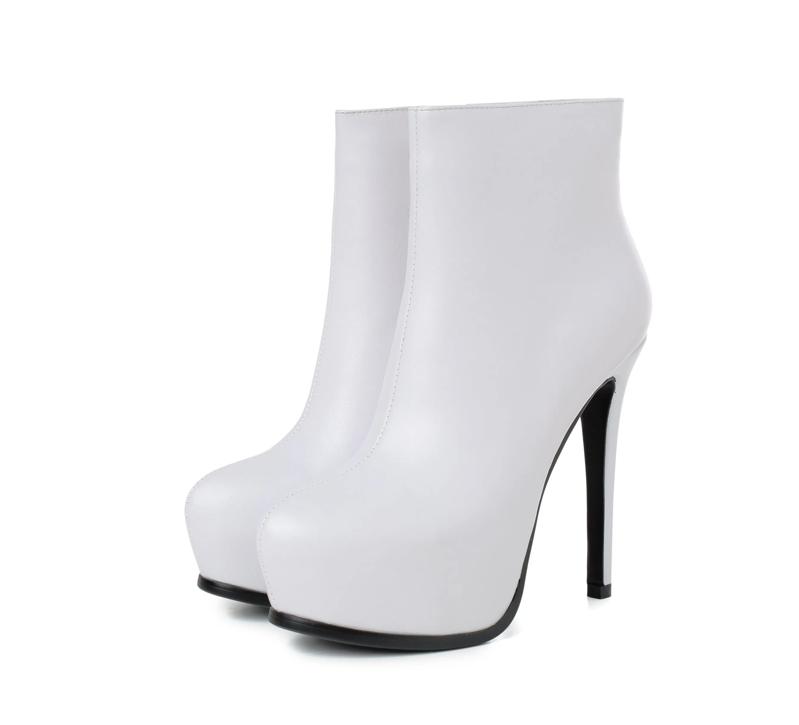 TinaCus Women's Genuine Leather Clear Pointed Toe Handmade Side Zip Up Sexy High Stiletto Heel Ankle Booties with Platform