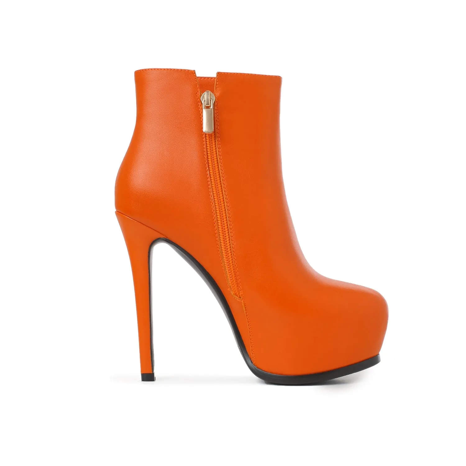 TinaCus Women's Genuine Leather Clear Pointed Toe Handmade Side Zip Up Sexy High Stiletto Heel Ankle Booties with Platform