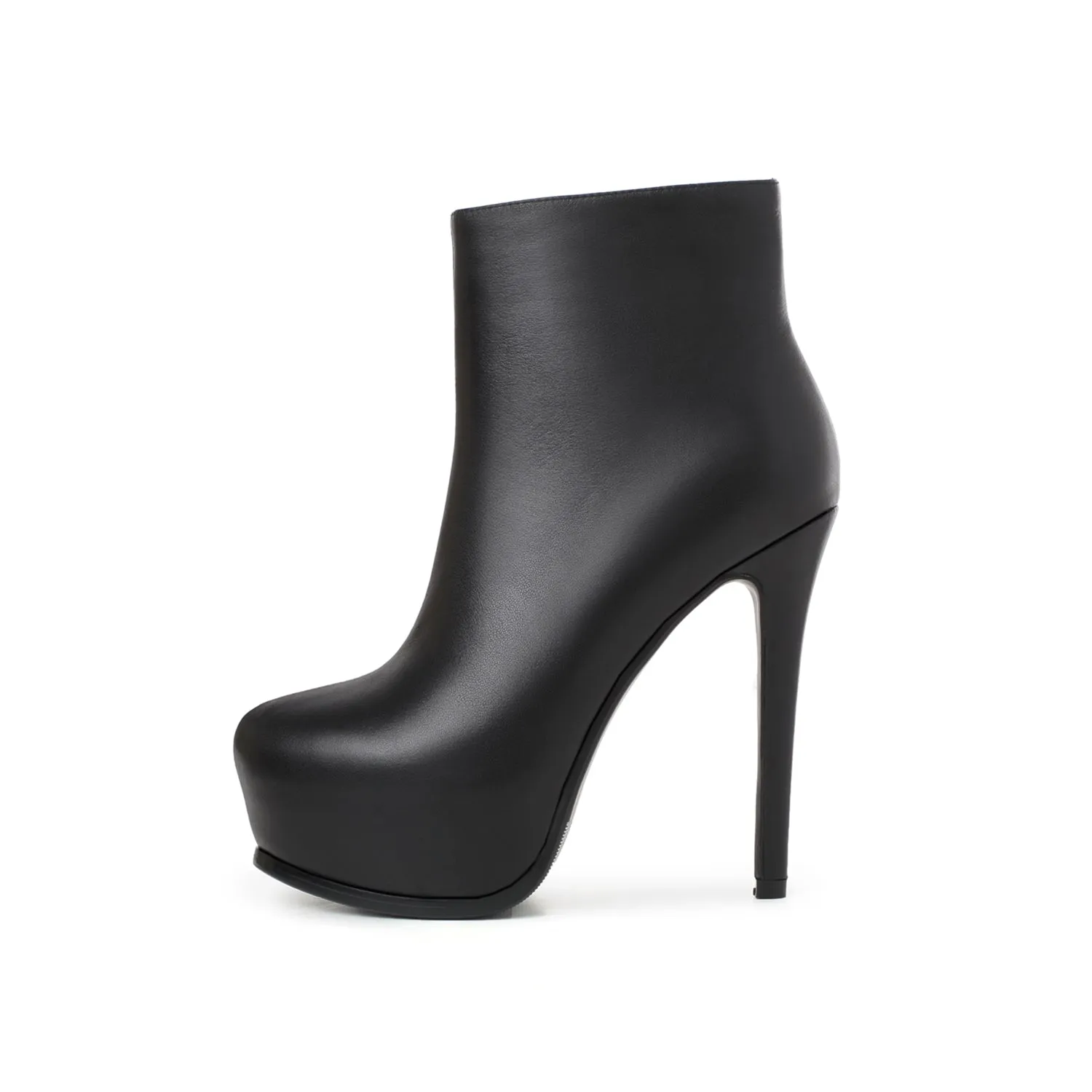 TinaCus Women's Genuine Leather Clear Pointed Toe Handmade Side Zip Up Sexy High Stiletto Heel Ankle Booties with Platform