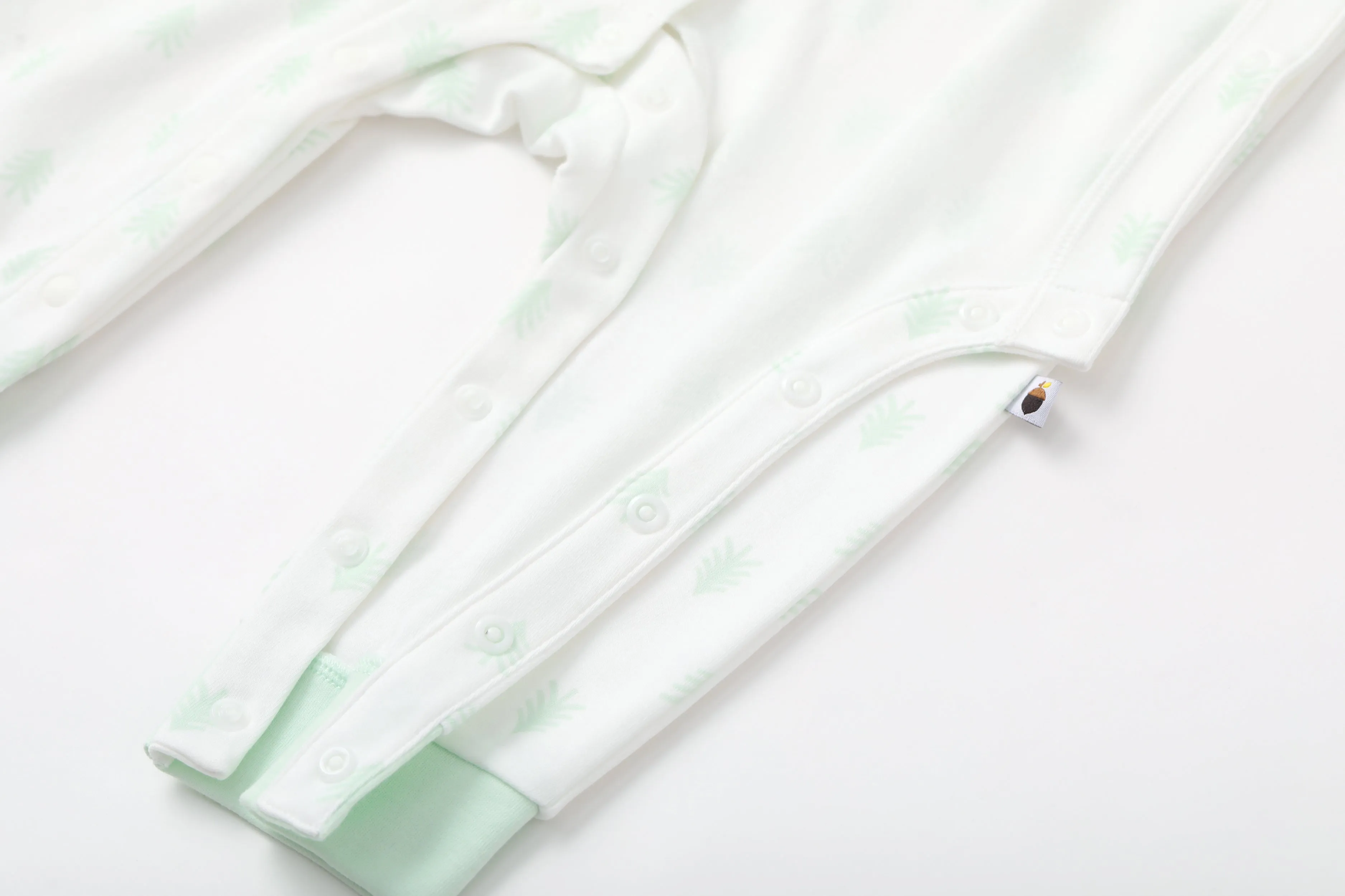 Vauva BBNS - Baby Anti-bacterial Organic Cotton Long-sleeved Romper 2-pack (Green/Strips)